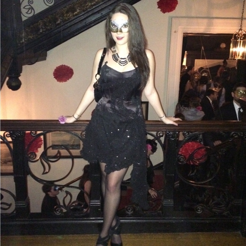 Juan Carlos Pinera Vintage Couture Black Silk Corset Strapless Asymmetric Dress - Picture 7 of 7